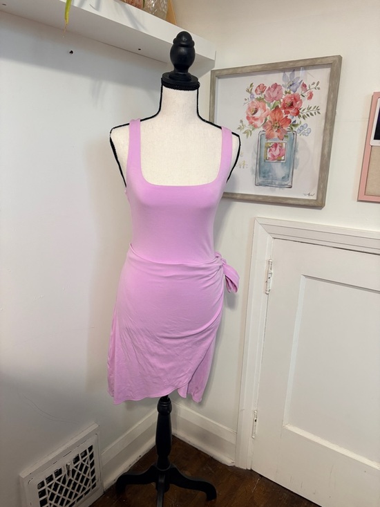 Wilfred Dresses & Skirts - Wilfred Saturn Mini Dress Pink Wrap Tie Asymmetric Hem Square Neck Size S